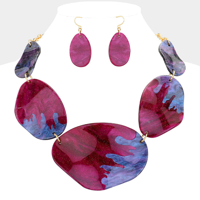 Abstract Glitter Necklace and Matching Earring