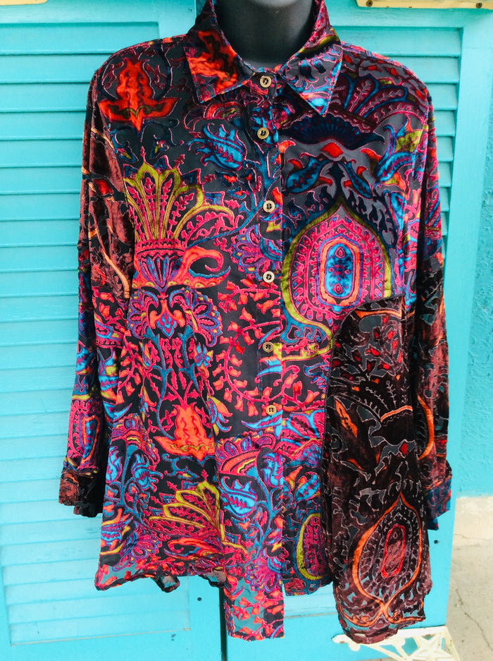 Adore burnout velvet blouse