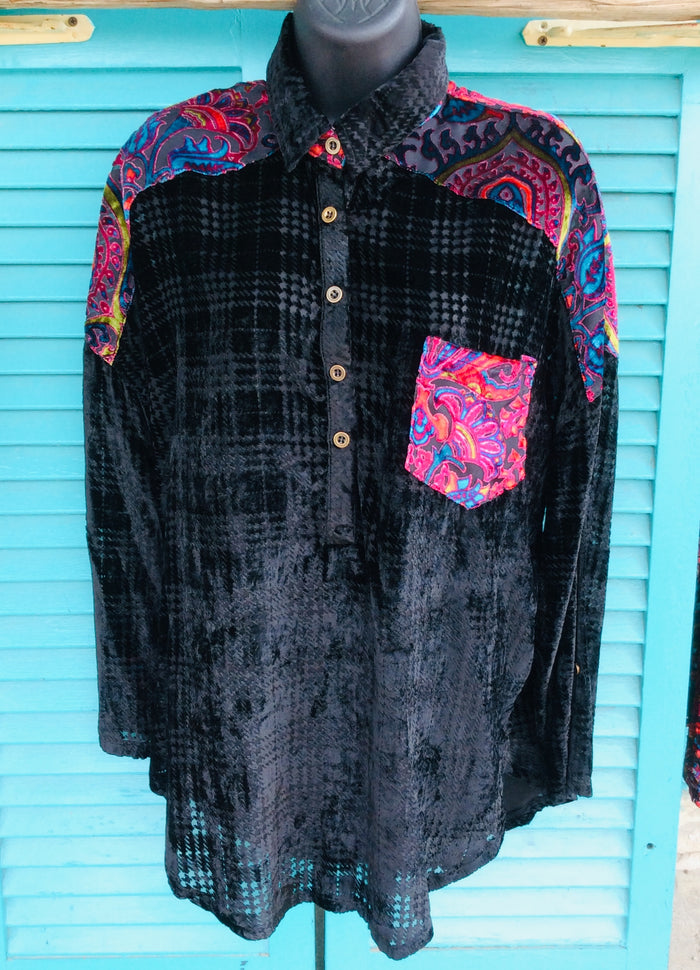 Adore velvet burnout floral & houndstooth