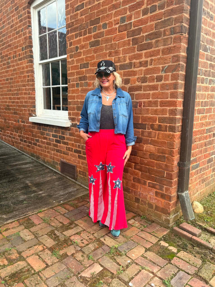Americana Flare Pants Red