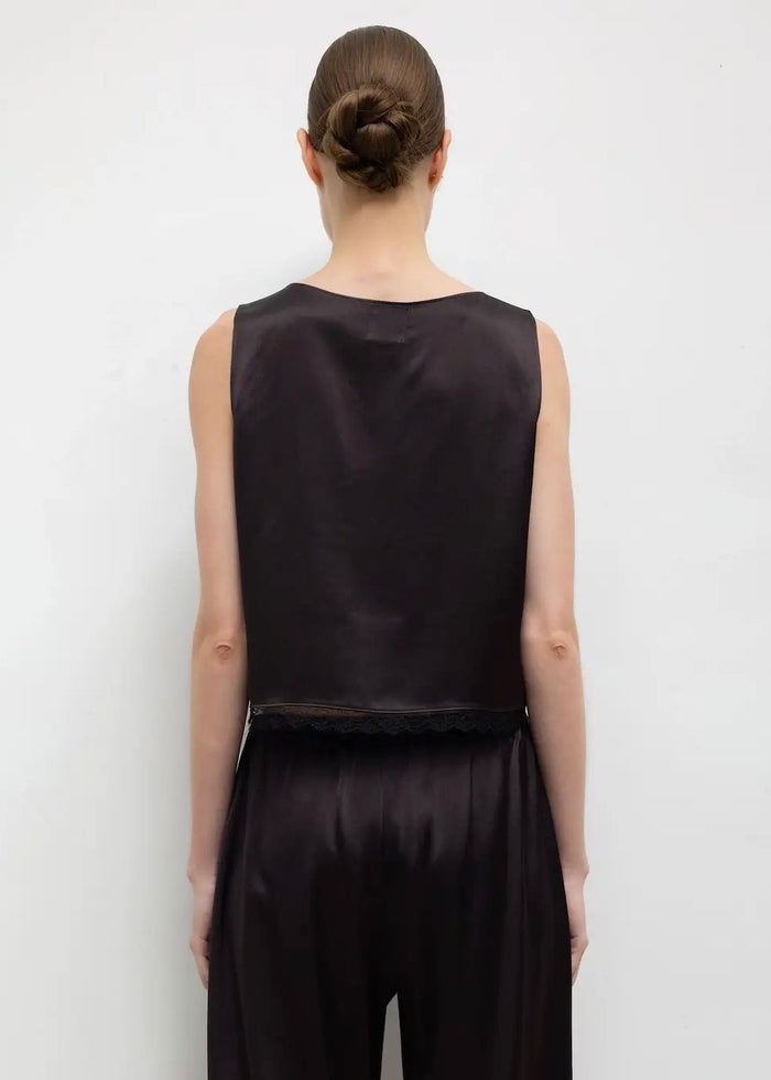 Barb Lace Crop Sleeveless Crew (Chocolate)
