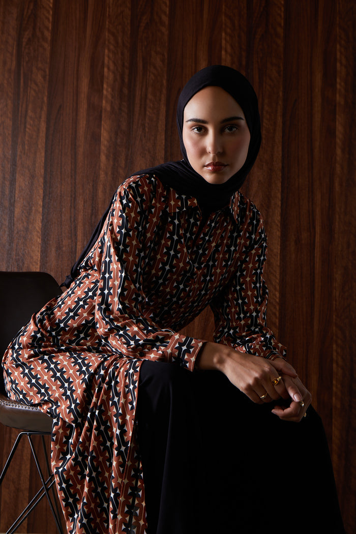 Black & Brown Print Maxi