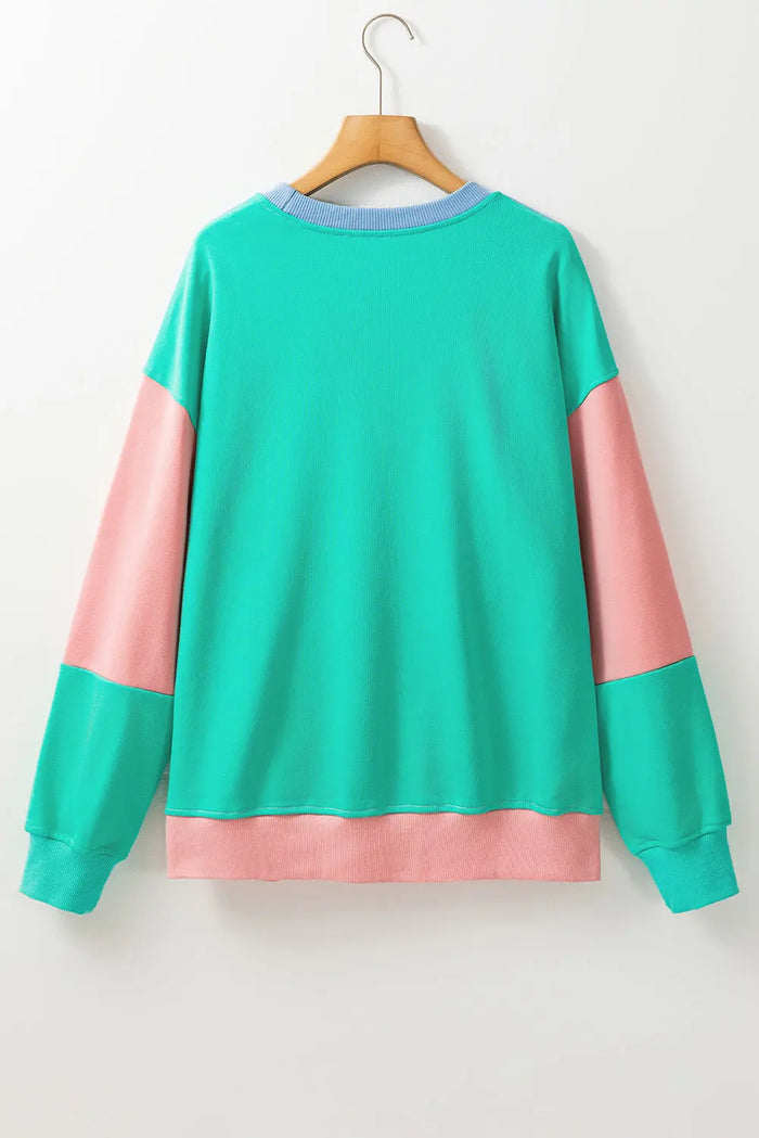 Blossom Colourblock Patchwork Drop Shoulder Sweatshirt - Tops/Sweatshirts & Hoodies