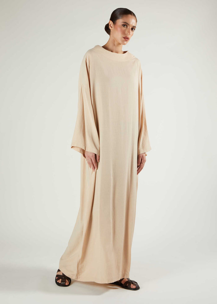 Boat Neck Abaya Natural