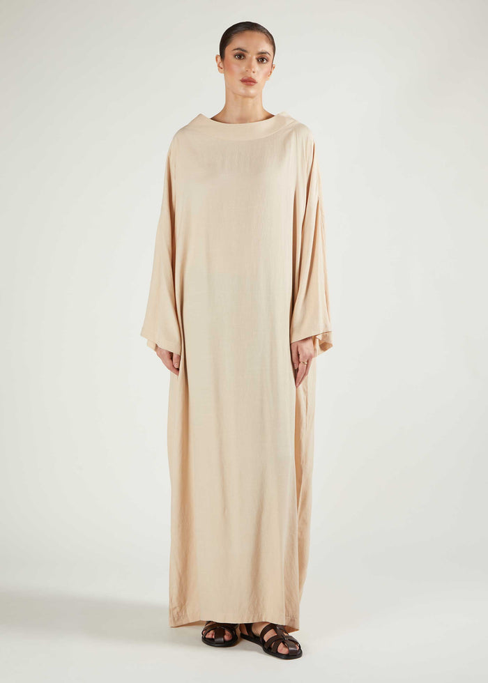 Boat Neck Abaya Natural