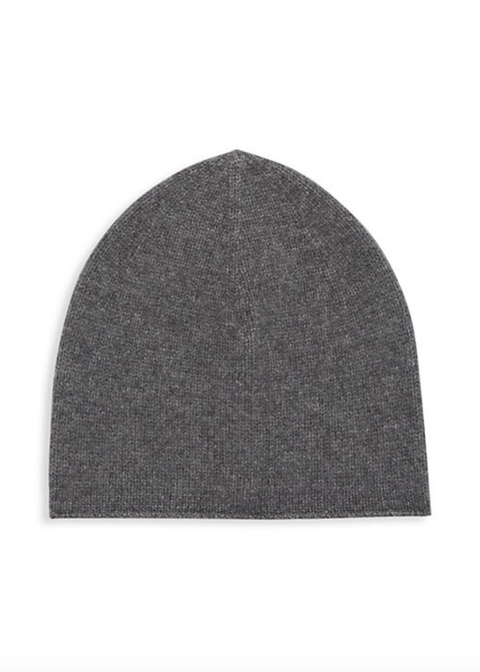 Boiled Cashmere Rolled Edge Beanie in (Heather Grey)