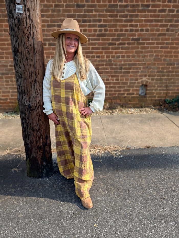Brown and Yellow Overalls