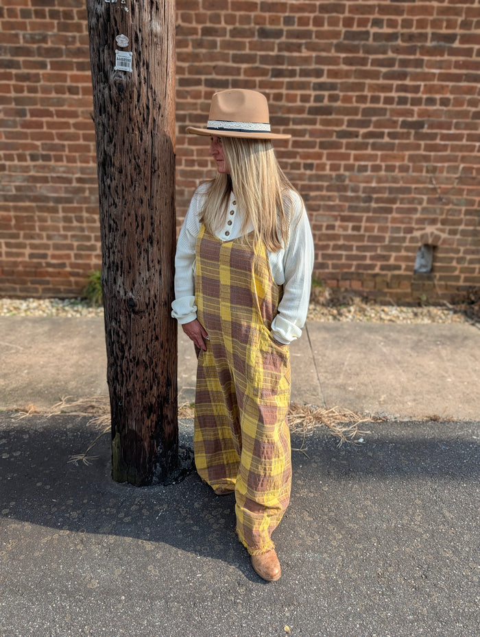 Brown and Yellow Overalls