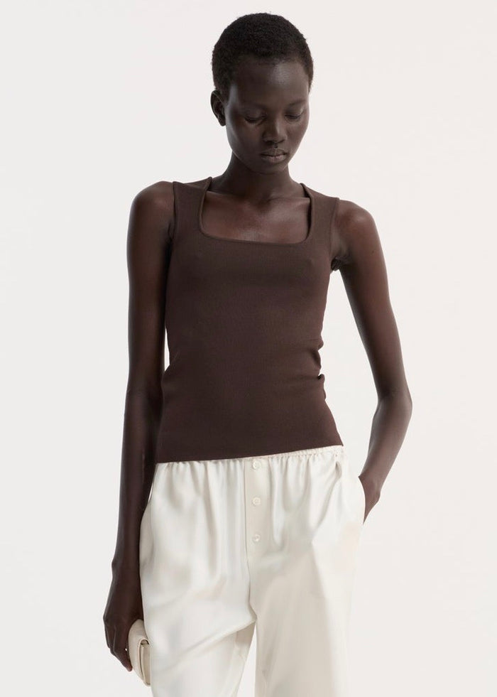 Bustier Shaped Knitted Top (Dark Chocolate)