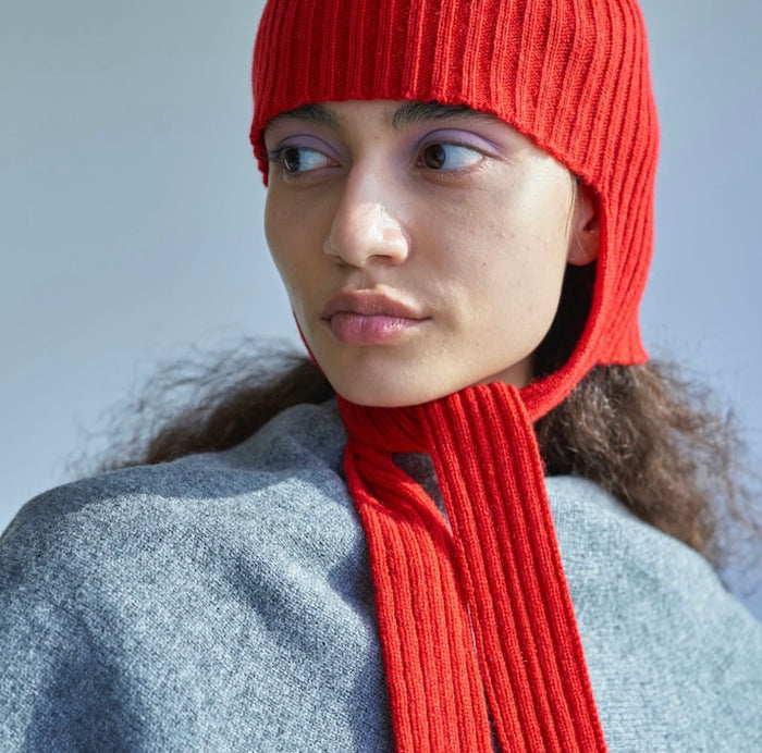 Cashmere Knit Cap in Red BA01 HO35