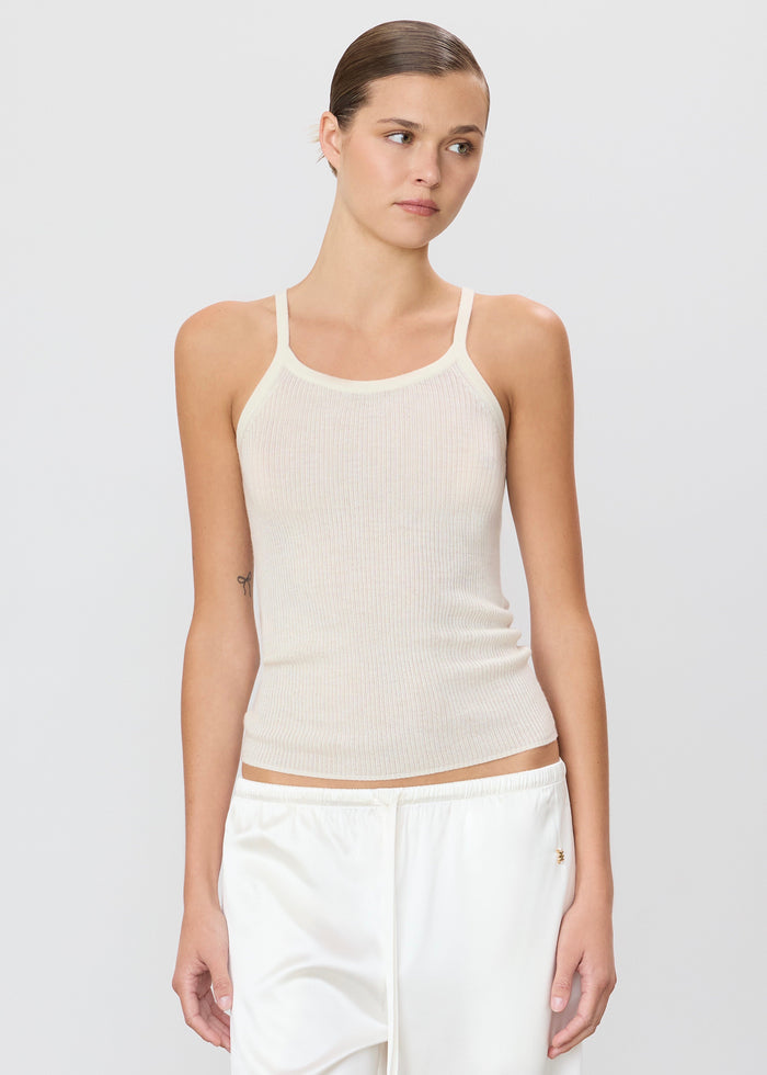 Cashmere Rib Stitch Tank (Bone)