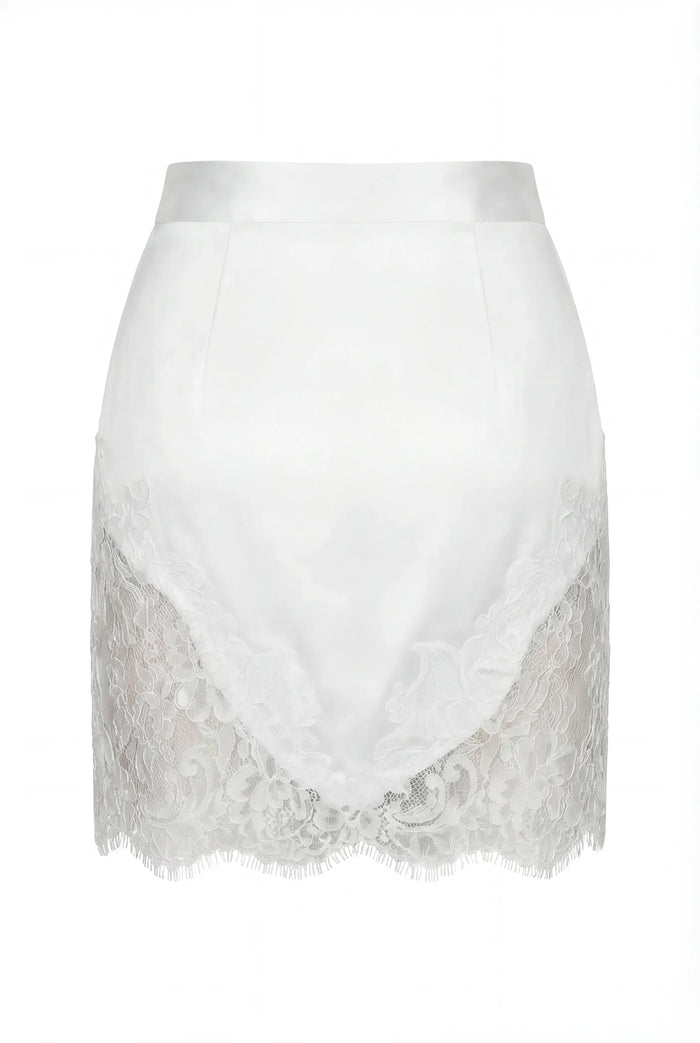 Chantilly Lace White Mini Skirt