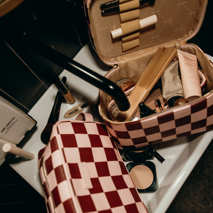 Cherry Check Vanity Case - 'The Classic'