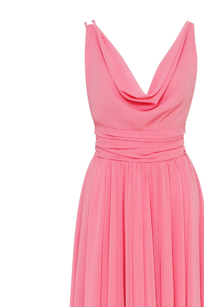 Classy pink pleated maxi dress