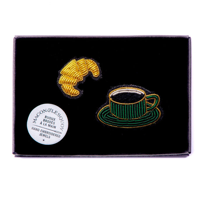 Coffee + Croissant Set of 2 Brooches