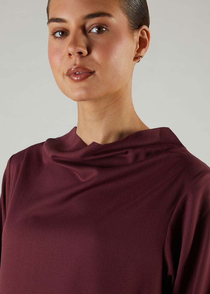 Cowl Neck Abaya Plum