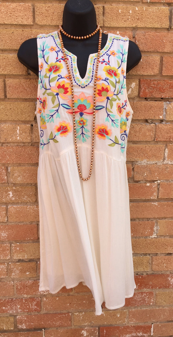 Cream dress With Floral
