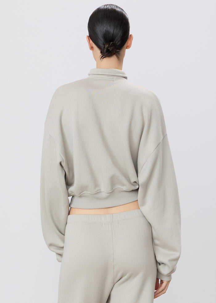 Cropped Half Zip Sweatshirt (Dove)