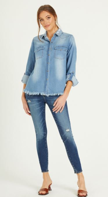 DENIM RELAXED FIT WESTERN STYLE L/S SHIRT