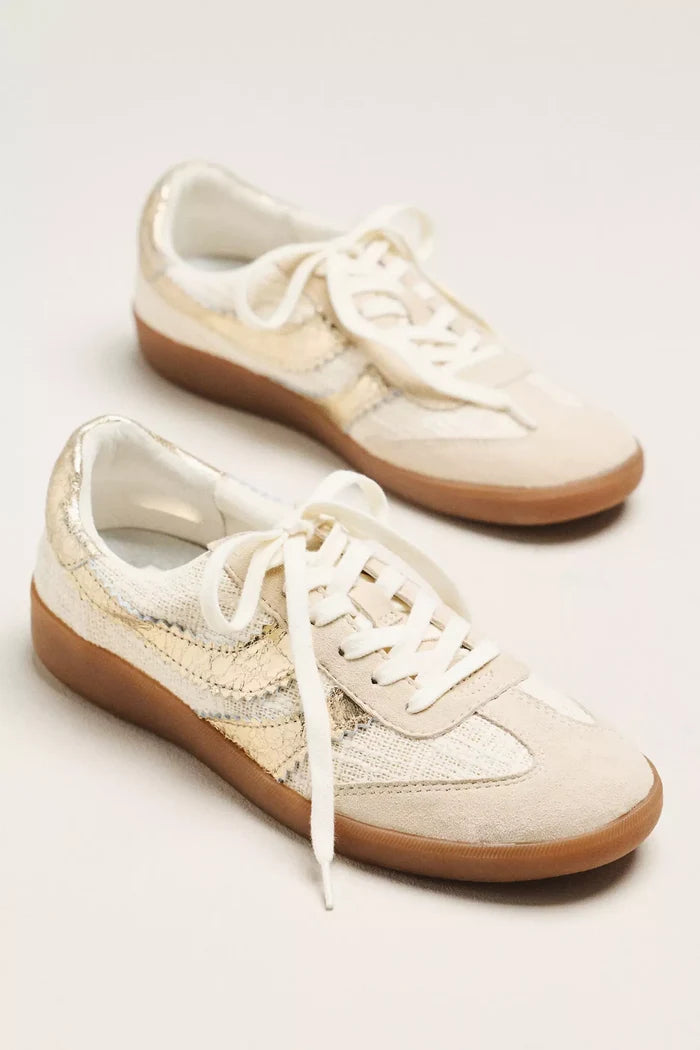 Dolce Vita Merit sneaker in linen and gold leather