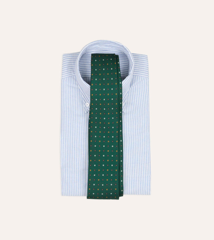 Drake’s for St. Regis Geometric Flower Print Silk Self-Tipped Tie