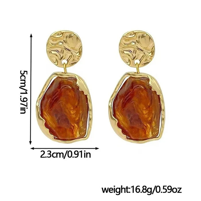 Elegant Streetwear Irregular Plating Alloy Resin Drop Earrings