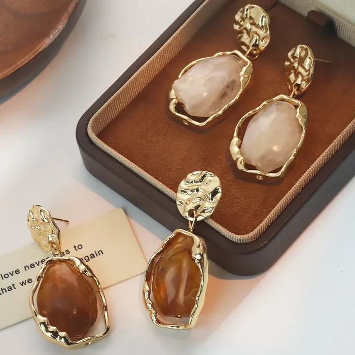 Elegant Streetwear Irregular Plating Alloy Resin Drop Earrings