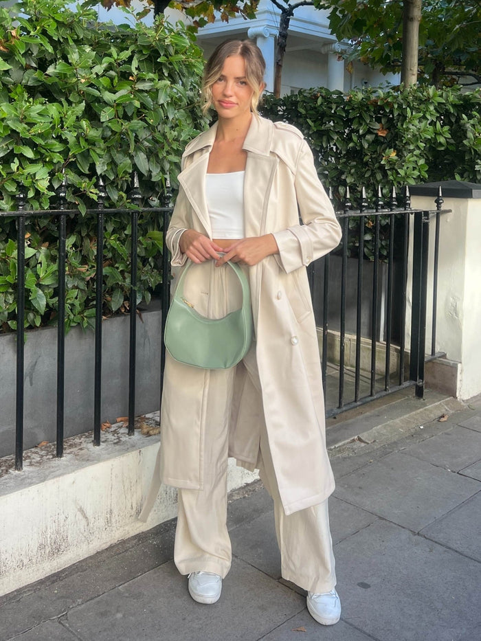 Eliza PU Trench Coat / Cream - Style Cheat