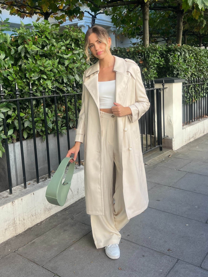 Eliza PU Trench Coat / Cream - Style Cheat