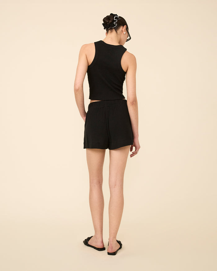 EMMA WAFFLE SHORTS BLACK