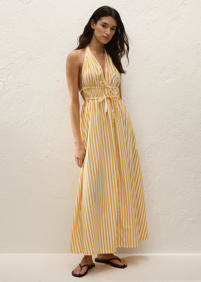 Ermita Midi Dress (Orozco Stripe Mustard)