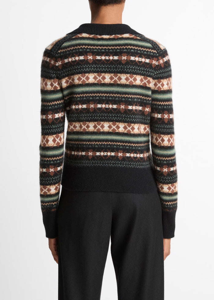 Fair Isle Polo Sweater (Cacao/Malachite)