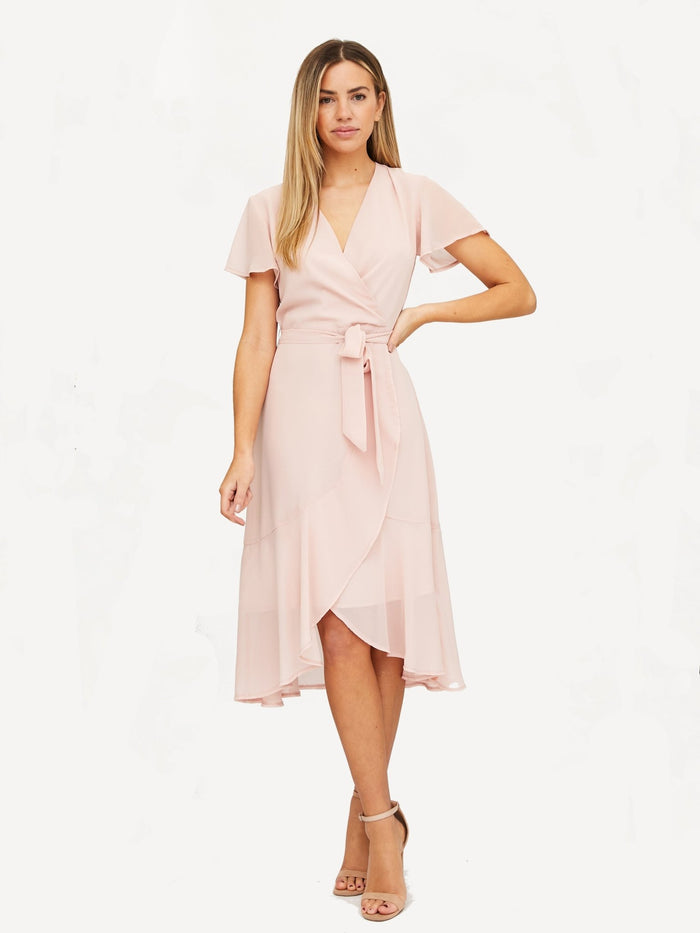 Faith Midi Ruffle Dress / Blush - Style Cheat