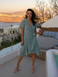 Faith Midi Ruffle Dress / Sage - Style Cheat