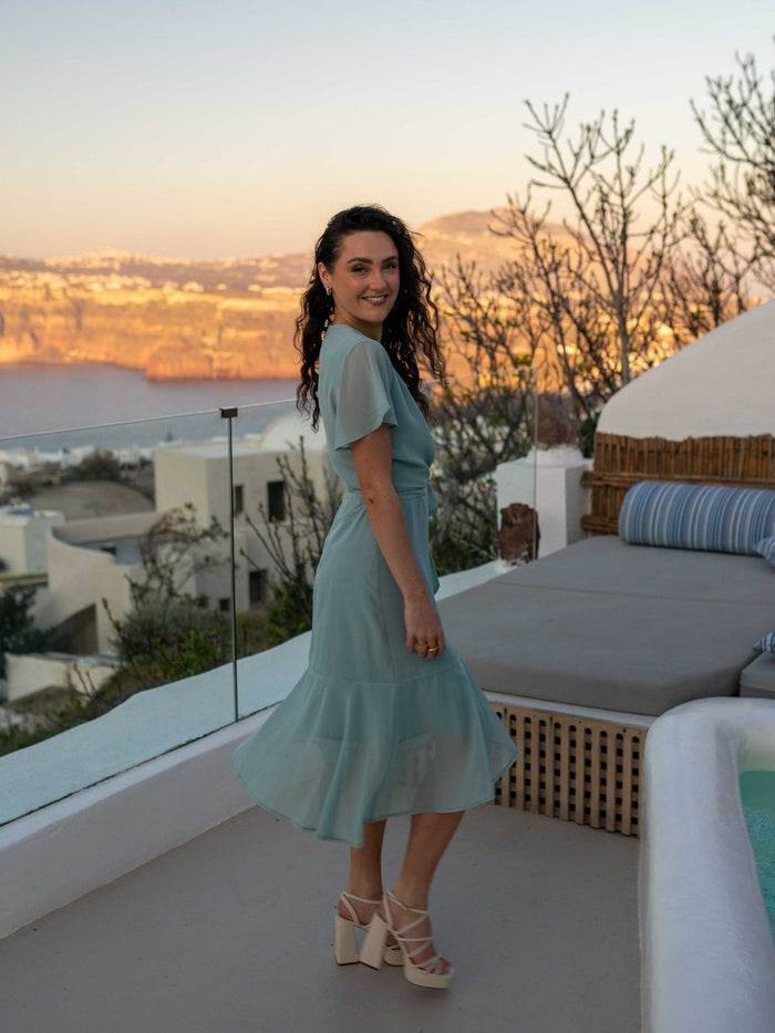 Faith Midi Ruffle Dress / Sage - Style Cheat