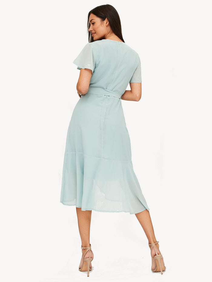 Faith Midi Ruffle Dress / Sage - Style Cheat