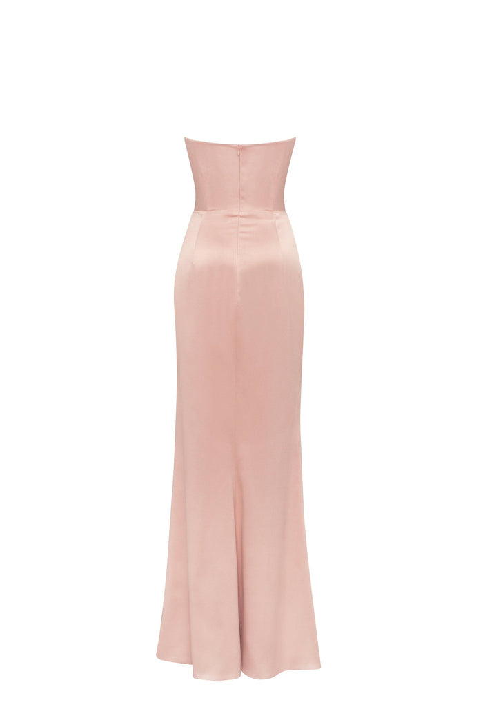 Fancy satin misty rose maxi dress, Garden of Eden