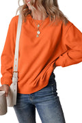 Russet Orange Solid Fleece Lined Drop Shoulder Terry Sweatshirt - Tops/Sweatshirts & Hoodies