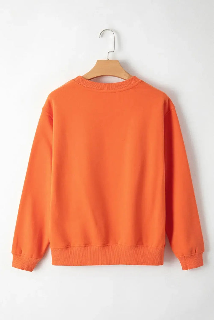 Russet Orange Solid Fleece Lined Drop Shoulder Terry Sweatshirt - Tops/Sweatshirts & Hoodies