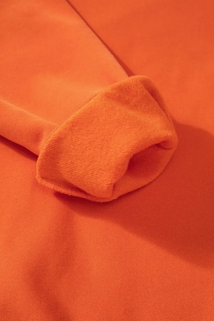 Russet Orange Solid Fleece Lined Drop Shoulder Terry Sweatshirt - Tops/Sweatshirts & Hoodies