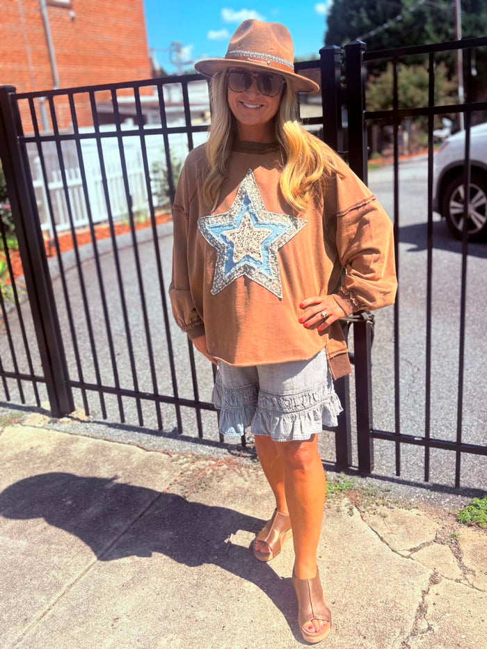 Flowy denim shorts
