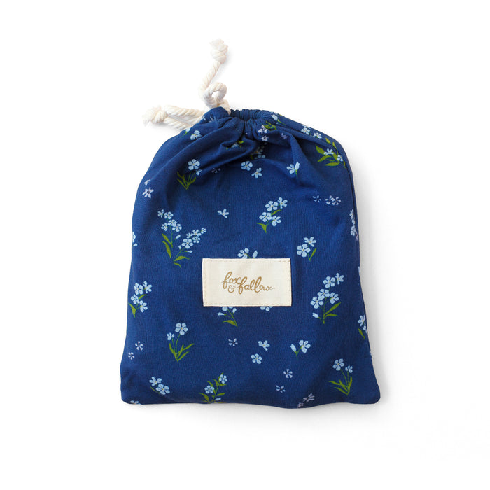 Forget-Me-Not Navy Organic Fitted Bassinet Sheet/Change Pad Cover - LAST CHANCE