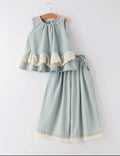 Girls Denim Lace Set
