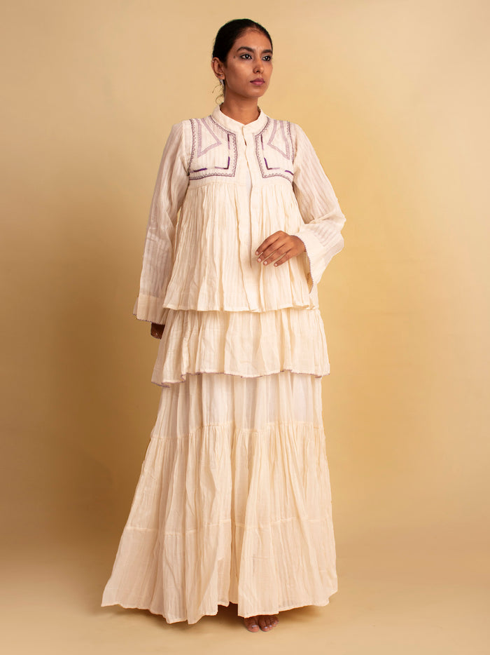 Beige Cotton Gowda Set