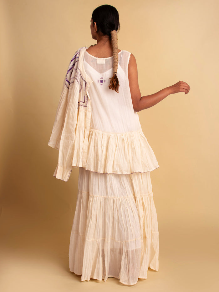 Beige Cotton Gowda Set