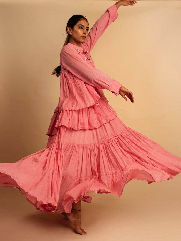 Gowda Set (Dress + Jacket) - Pink - OurDve
