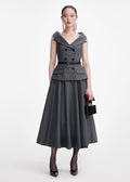 Grey Wool Tailored Midi Dress (Grey)