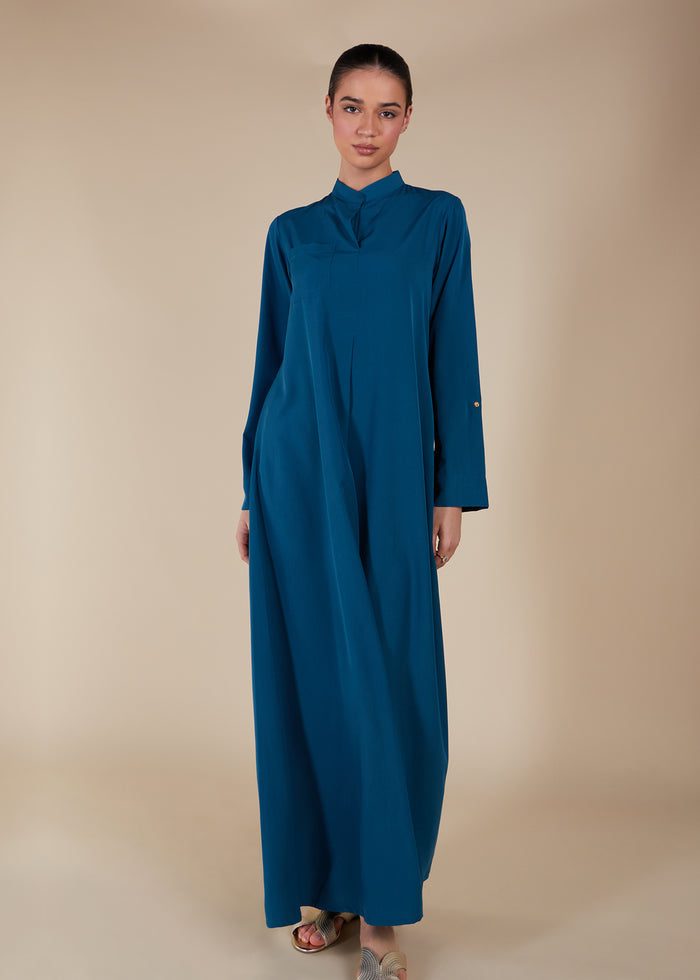 High Neck Abaya Blue - Final Sale