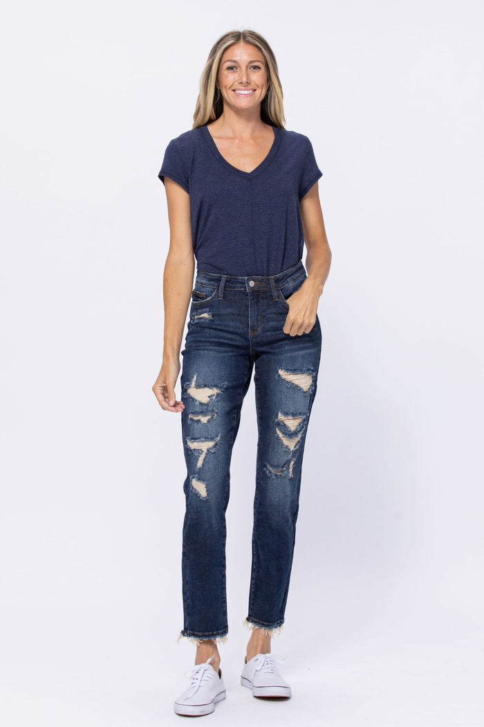 Judy Blue Mid-Rise Destroyed Boyfriend Jean