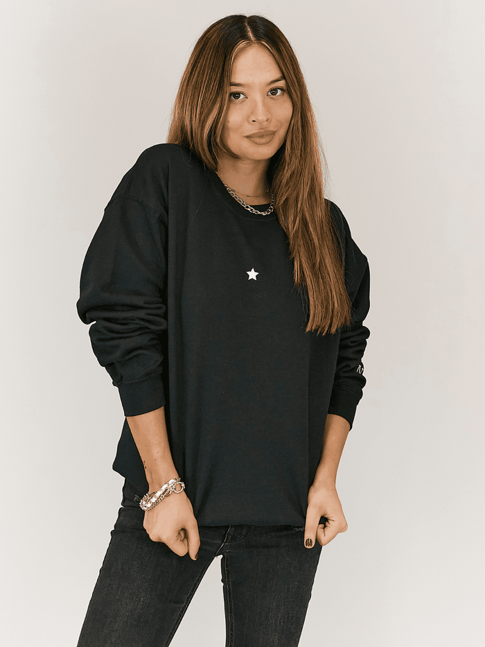 Kai Personalised Round Neck Star Sweater / Black - Style Cheat